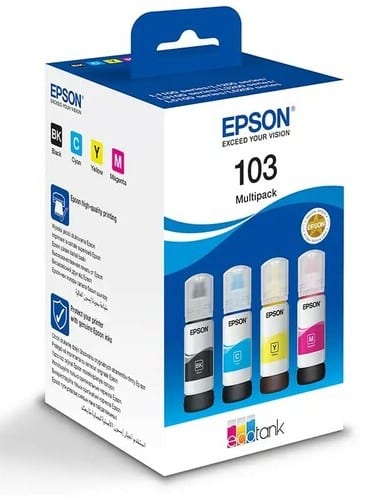 Mastilo original Epson 103 komplet sve 4 boje za L1110 L11050 L1210 L1230 L1250 L1270 L3110 L3111 L3150 L3151 L3210 L3211 L3230 L3250 L3251 L3256 L3260 L3266 L3270 L3280 L5190 L5290 L5296 L5310 L6290